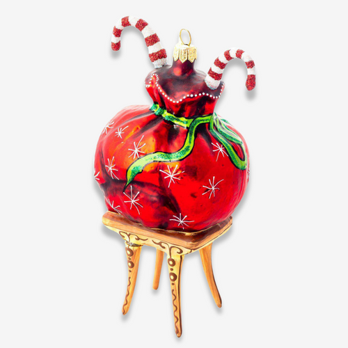 Red Christmas Sack On Table Ornament