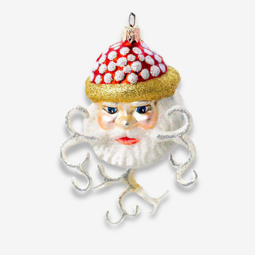 Santa Head With Curly Mustache Ornament