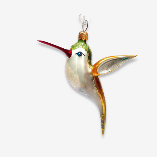 Orange & White Hummingbird Ornament