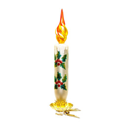 Holly Candle Clip-on Ornament