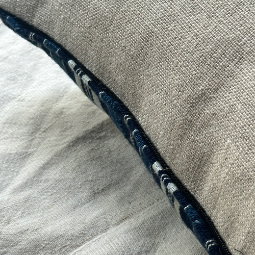 Custom Vintage African Indigo Pillow with Linen Backing (#100)