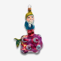 Gnome on Bunch of Grapes Ornament