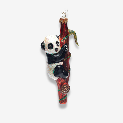 Panda on Tree Trunk Ornament