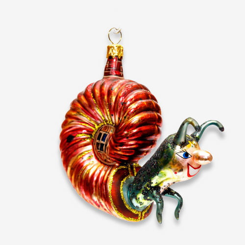 Snail with Face and Brown Shell Ornament