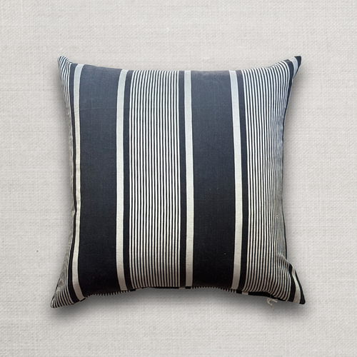 19th Century French Blue & White Ticking Pillow (#107)