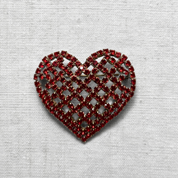 Red Heart Crystal Brooch