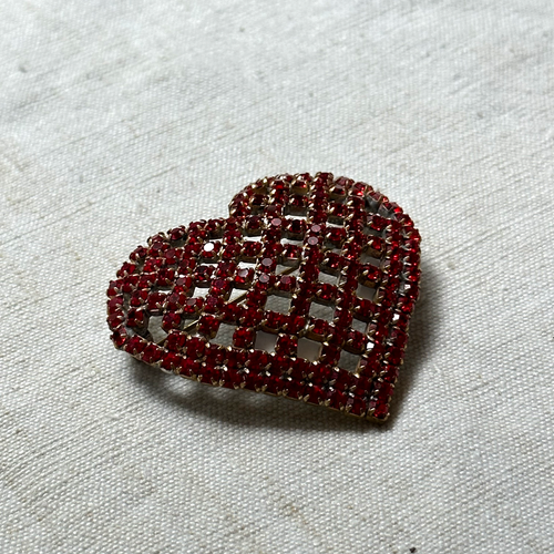 Red Heart Crystal Brooch