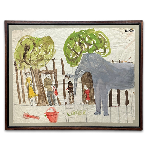 Early 20th-century Framed Naïve Watercolor Illustration by Caroline Thompson