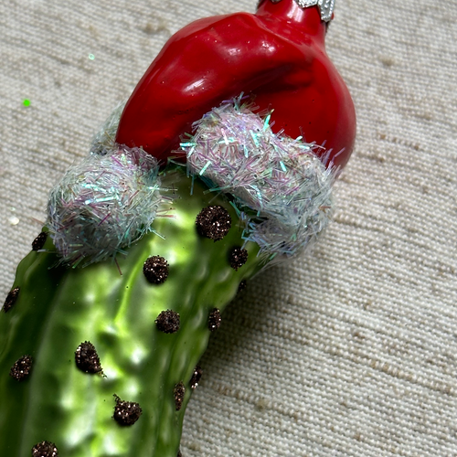 Nostalgic Pickle with Santa's Cap Ornament