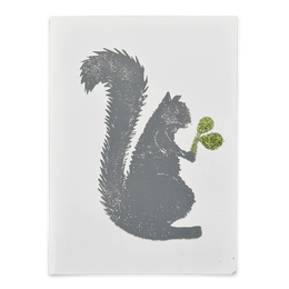 Block Printed Grey Squirrel Folded Card