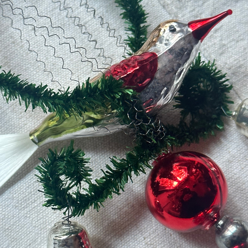 Nostalgic Red & Green Victorian Bird Ornament