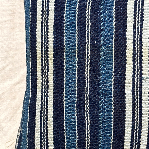 Custom Vintage African Indigo Pillow with Linen Backing (#104)