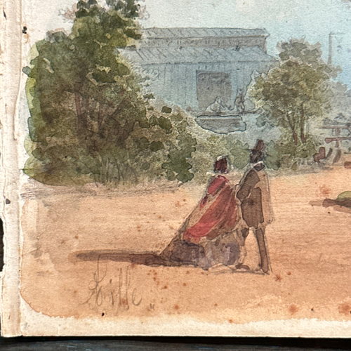 19th Century French Watercolor Painting by Alphonse Baril (1)