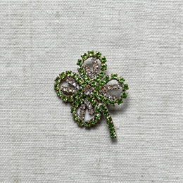 Clover 2 Glass Crystal Brooch