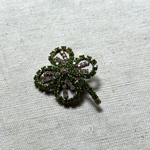 Clover 2 Glass Crystal Brooch