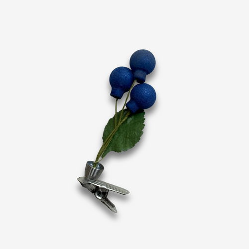 Nostalgic Cotton Blueberries with Leaf Clip-On Ornament