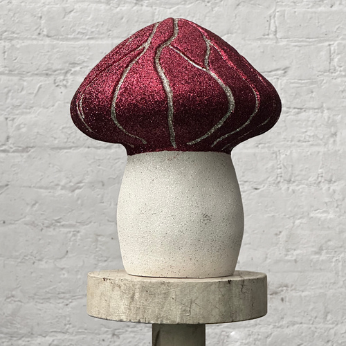 Grooved Glitter Mushroom in Burgundy & Silver