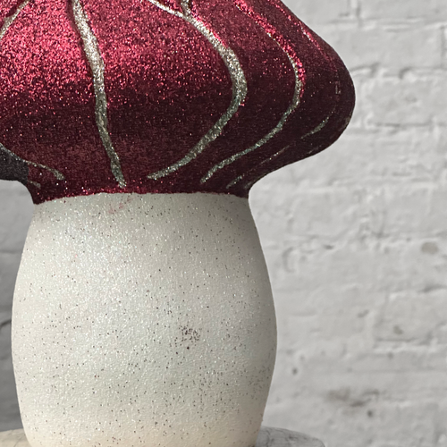 Grooved Glitter Mushroom in Burgundy & Silver