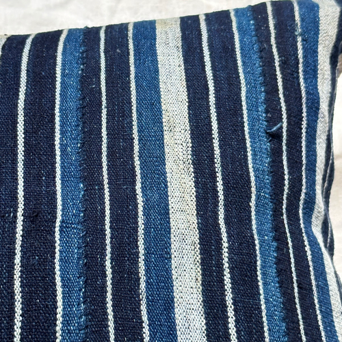 Custom Vintage African Indigo Pillow with Linen Backing (#46)