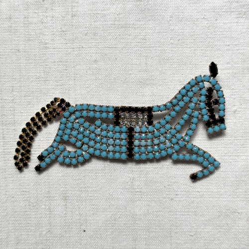 Horse Glass Crystal Brooch