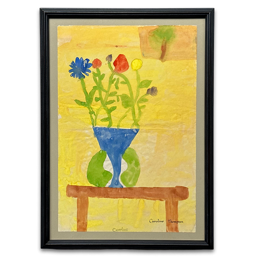 Early 20th-century Framed Naïve Watercolor Illustration by Caroline Thompson