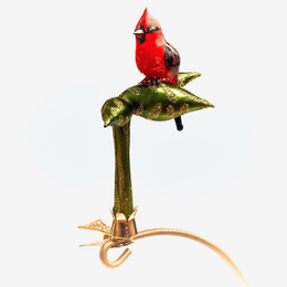 Red Cardinal On Branch Clip-On Ornament