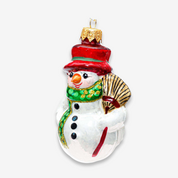 Small Snowman With Broomstick Ornament