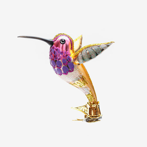 Purple & Gold Clip-On Hummingbird Ornament