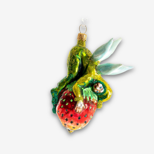 Elf on Strawberry Ornament