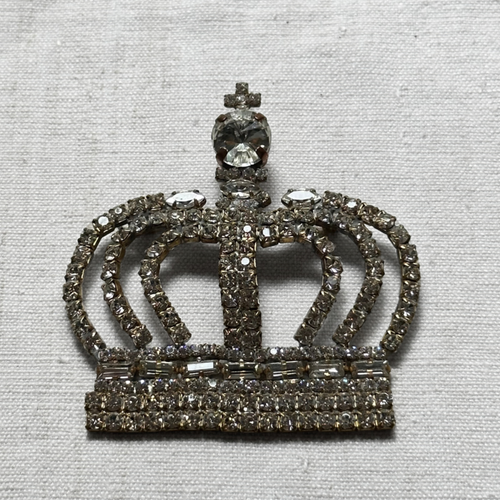 Large Crown Glass Crystal Brooch