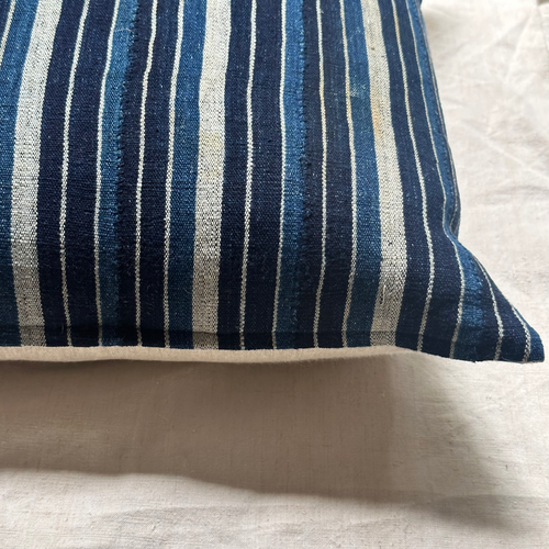 Custom Vintage African Indigo Pillow with Linen Backing (#43)