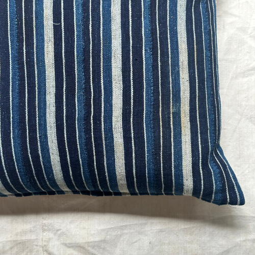 Custom Vintage African Indigo Pillow with Linen Backing (#43)