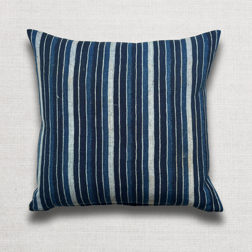 Custom Vintage African Indigo Pillow with Linen Backing (#43)