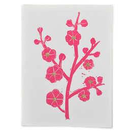 Block Printed Cherry Blossom Folded Card