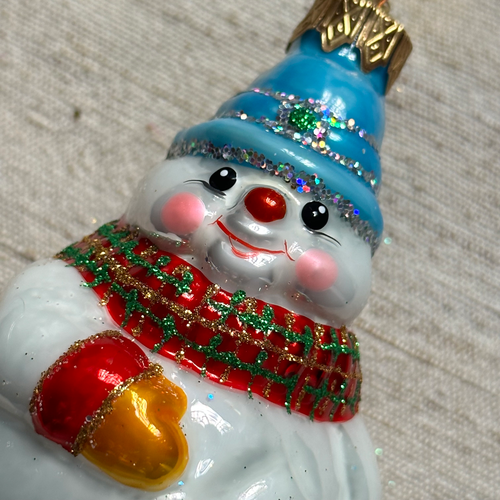 Nostalgic Snowman with Blue Cap Ornament