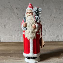 Santa in Light Red with Bag with Tree and Sponged Snow