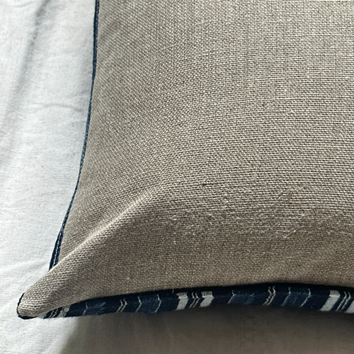 Custom Vintage African Indigo Pillow with Linen Backing (#98)