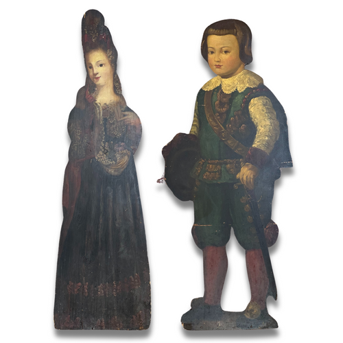 Pair of 19th-century Oil "Dummy Board" Portraits