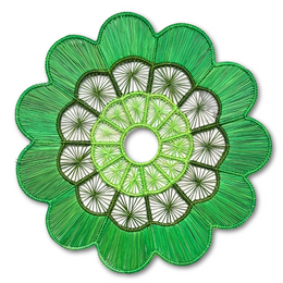 Set of 2Coro Cora Rattan Scalloped Placemat in Green