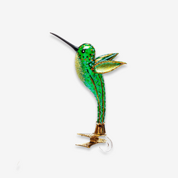 Green & Gold Clip-On Hummingbird Ornament