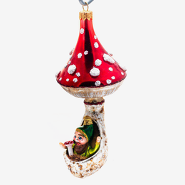 Toadstool with Gnome Ornament