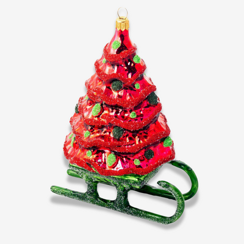 Christmas Tree On Sleigh Ornament