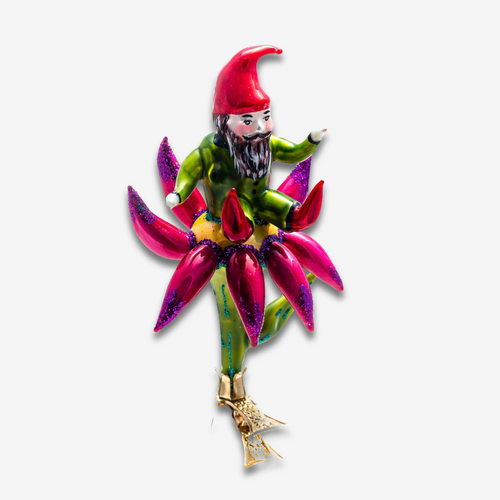 Gnome on Flower Clip-On Ornament