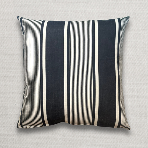 19th Century French Blue & White Ticking Pillow (#180)