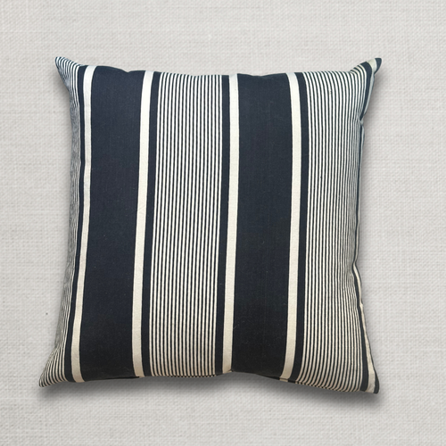 19th Century French Blue & White Ticking Pillow (#180)