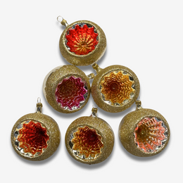 Set of 6 Large Nostalgic Gold Reflector Ornaments