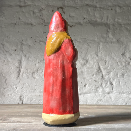 Nostalgic Papier-Mâché Santa in Red with Long Beard