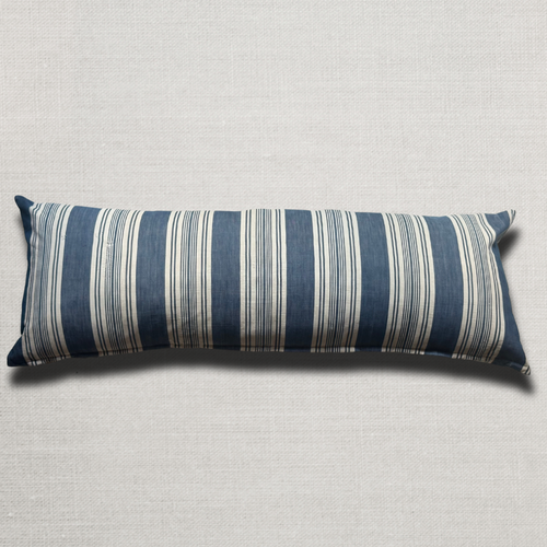 19th Century French Blue & White Ticking Pillow (#191)