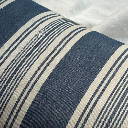 19th Century French Blue & White Ticking Pillow (#191)