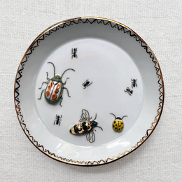 Green Beetle, Yellow Lady Bug & Bee Bug Plate (BC194)